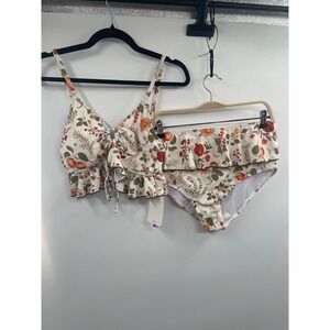 Cider Bikini Set Womens 0XL Ivory Multi Fruit Print Bracelet Full Coverage NWT